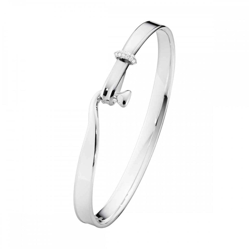 Georg Jensen Silver and Diamond Torun Bangle