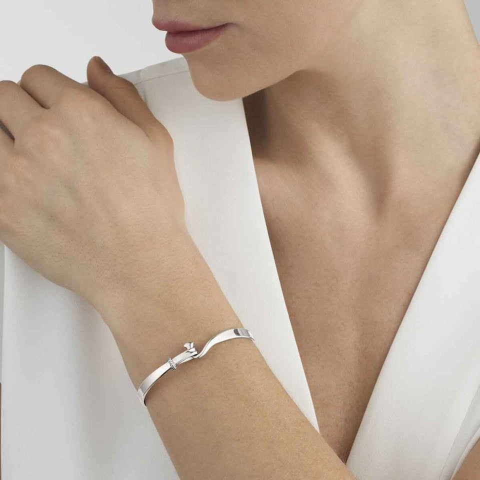Georg Jensen Silver and Diamond Torun Bangle