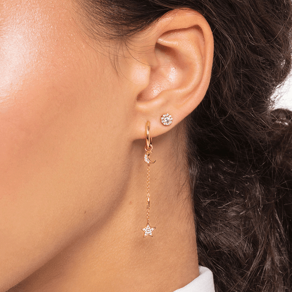 Thomas Sabo Gold Plated Stone Set Halo Single Earring