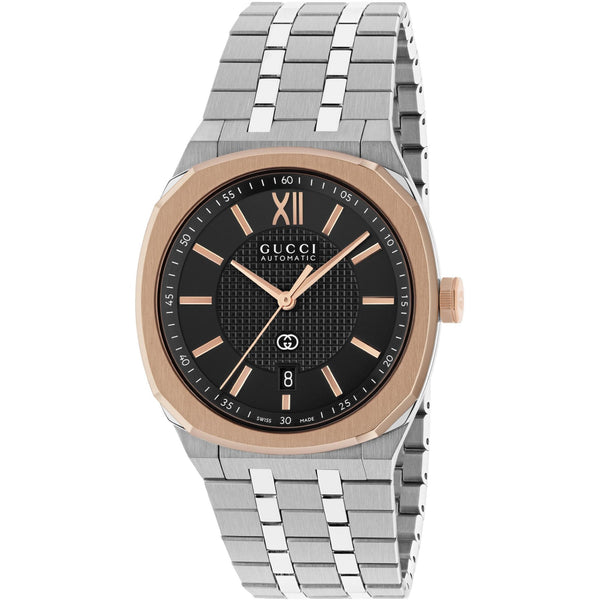 Gucci 25H Rose Plated Bezel 40mm Automatic Watch
