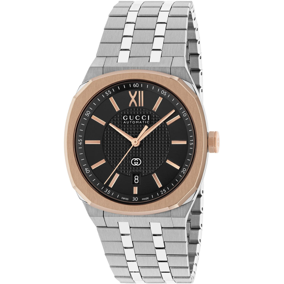 Gucci 25H Rose Plated Bezel 40mm Automatic Watch