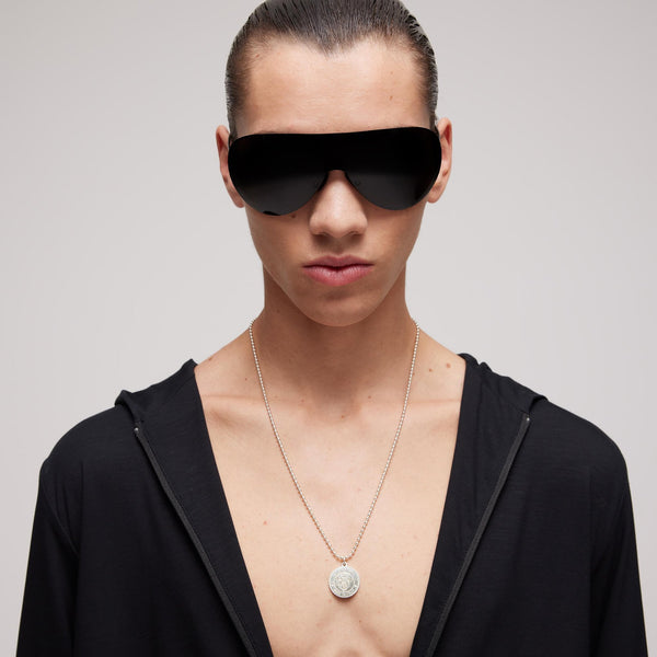 Gucci Crest Sterling Silver Beaded Disc Necklace