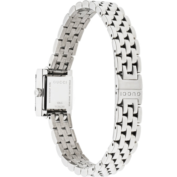 Gucci G-Frame 14mm Diamond Set Ladies Blue Dial Square Watch