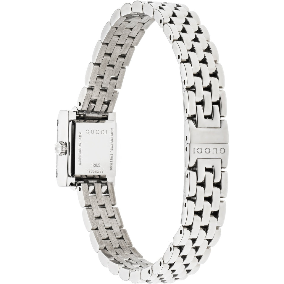 Gucci G-Frame 14mm Diamond Set Ladies Blue Dial Square Watch