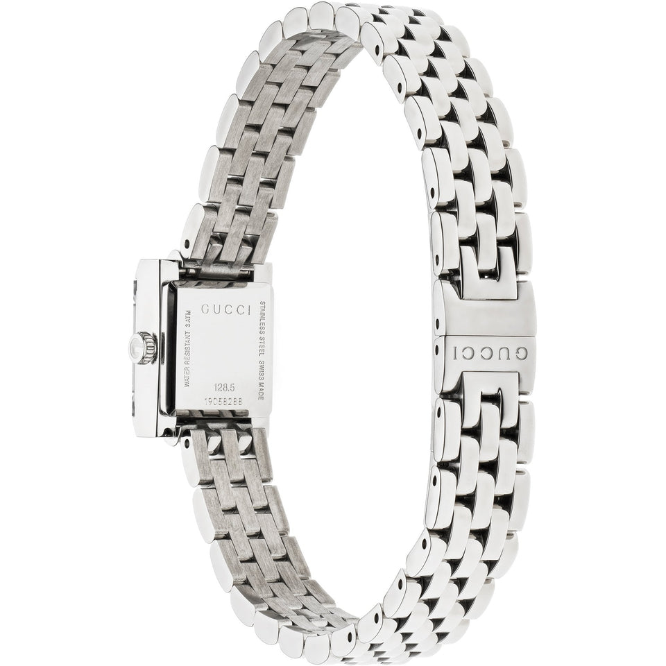 Gucci G-Frame 14mm Diamond Set Ladies Red Dial Square Watch