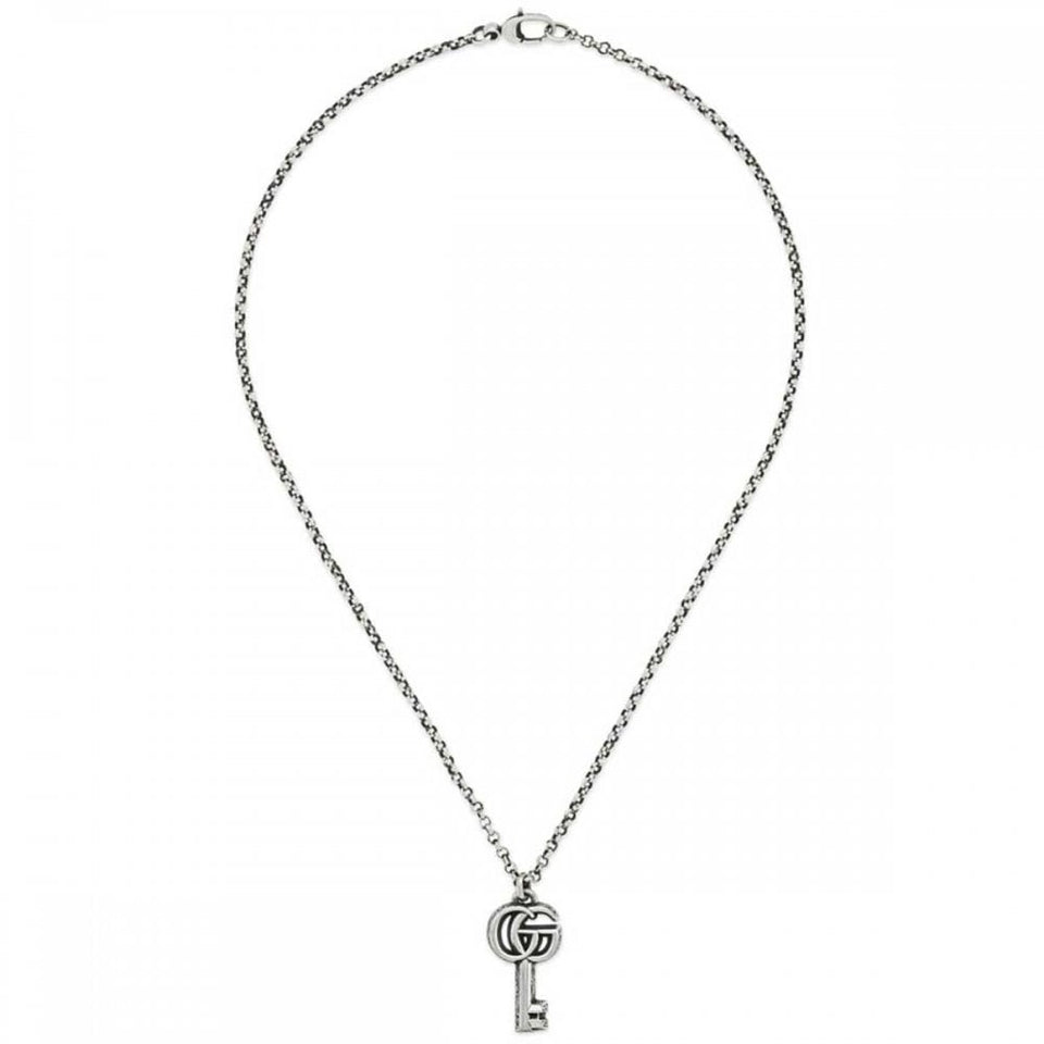 Gucci GG Marmont Aged Sterling Silver Key Necklace
