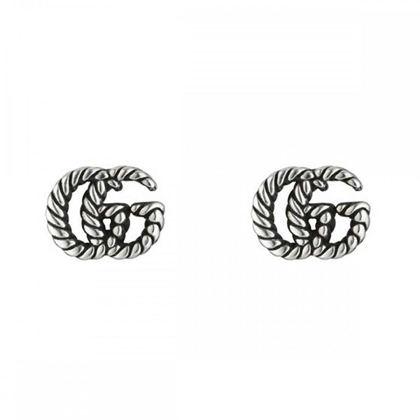 Gucci GG Marmont Aged Sterling Silver Stud Earrings