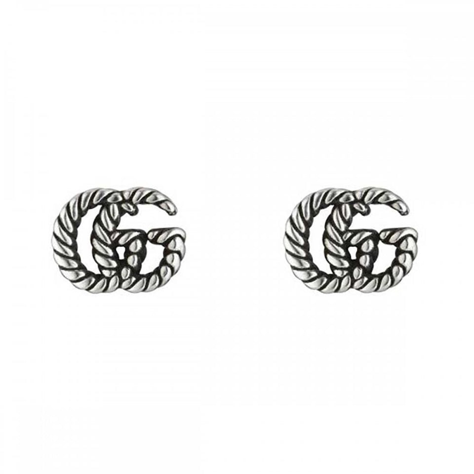 Gucci GG Marmont Aged Sterling Silver Stud Earrings