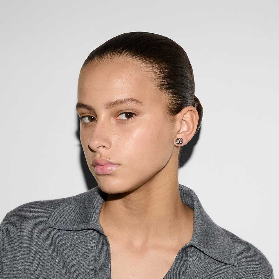 Gucci GG Marmont Aged Sterling Silver Stud Earrings
