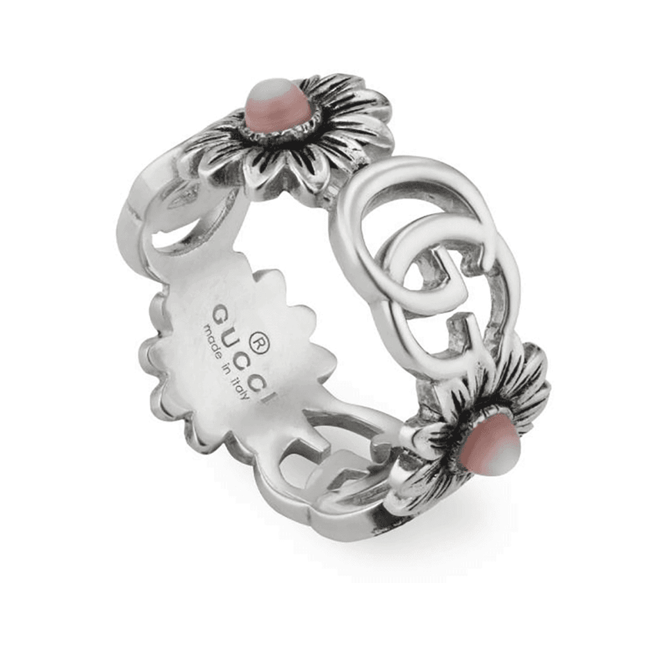 Gucci GG Marmont Pink Mother of Pearl Flower Ring