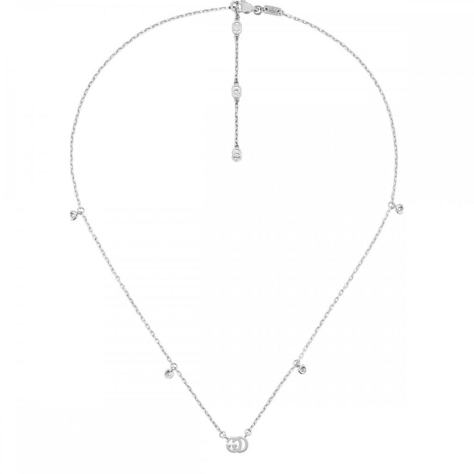 Gucci GG Running 18ct White Gold Diamond Scattered Necklace