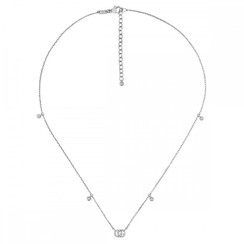Gucci GG Running 18ct White Gold Diamond Scattered Necklace