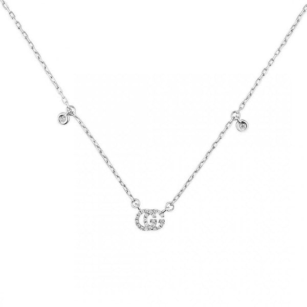 Gucci GG Running 18ct White Gold Diamond Scattered Necklace