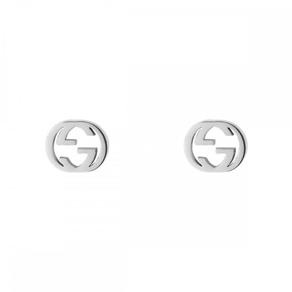 Gucci Interlocking 18ct White Gold Stud Earrings