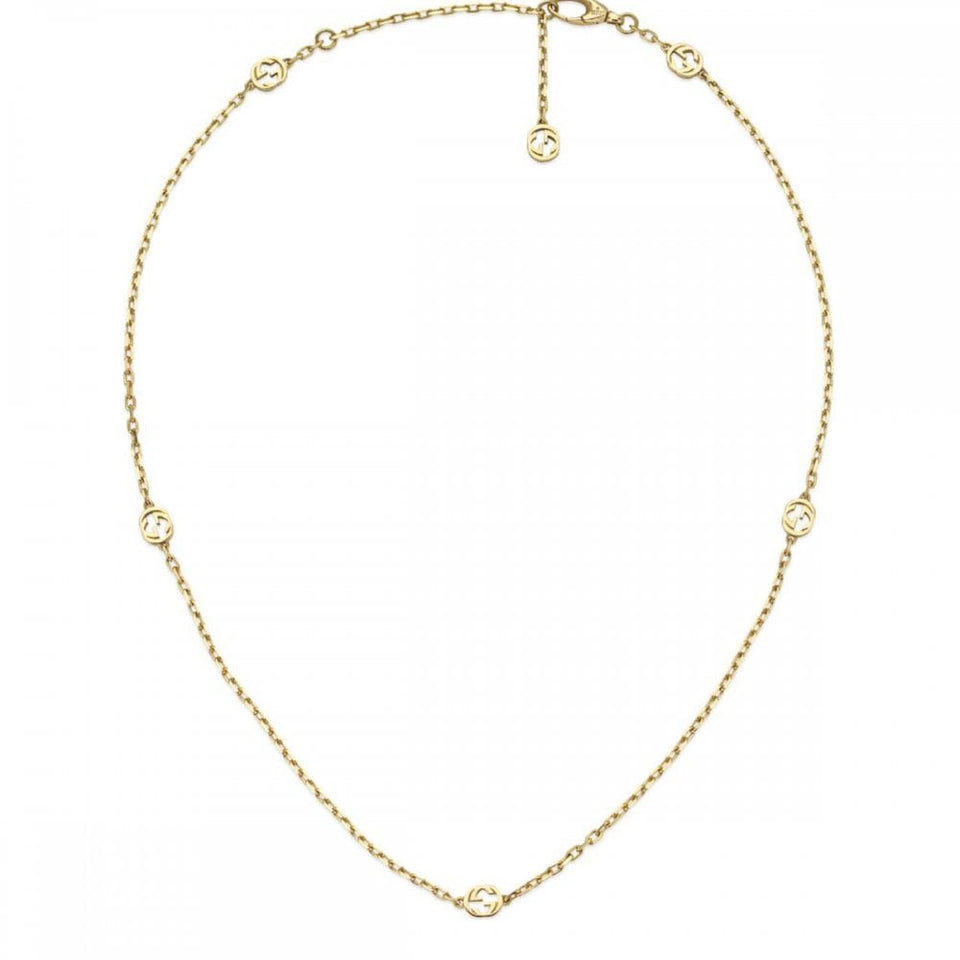 Gucci Interlocking 18ct Yellow Gold Scattered Necklace