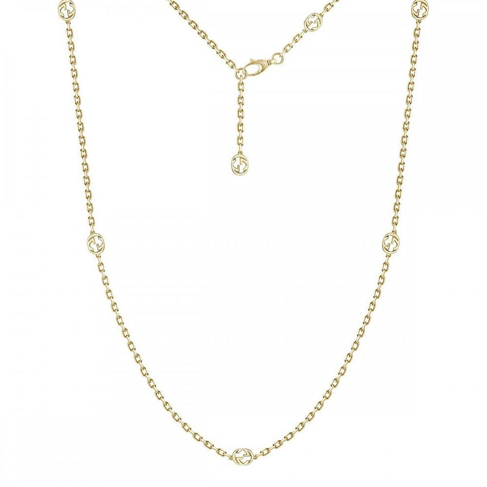 Gucci Interlocking 18ct Yellow Gold Scattered Necklace