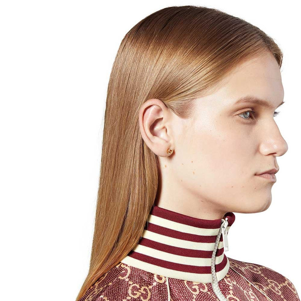 Gucci Interlocking 18ct Yellow Gold Stud Earrings