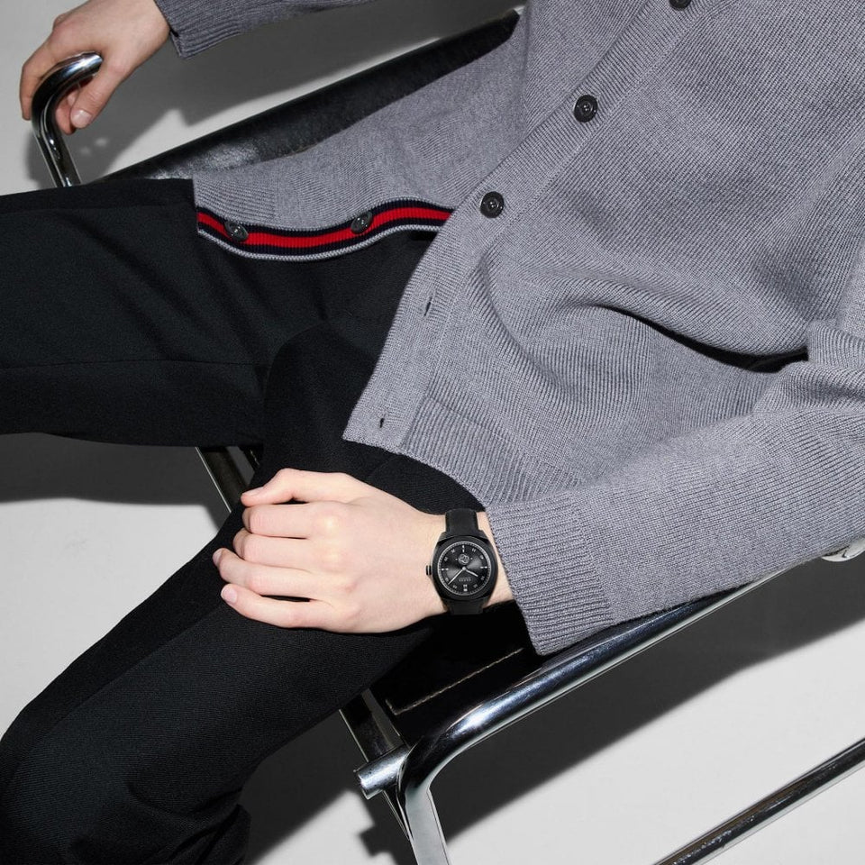 Gucci Interlocking 41mm Black Textile Rubber Automatic Watch