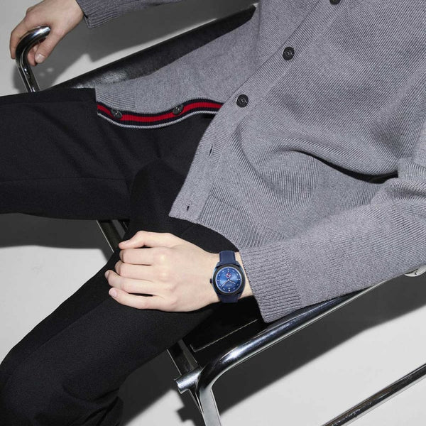 Gucci Interlocking 41mm Blue Textile Rubber Automatic Watch
