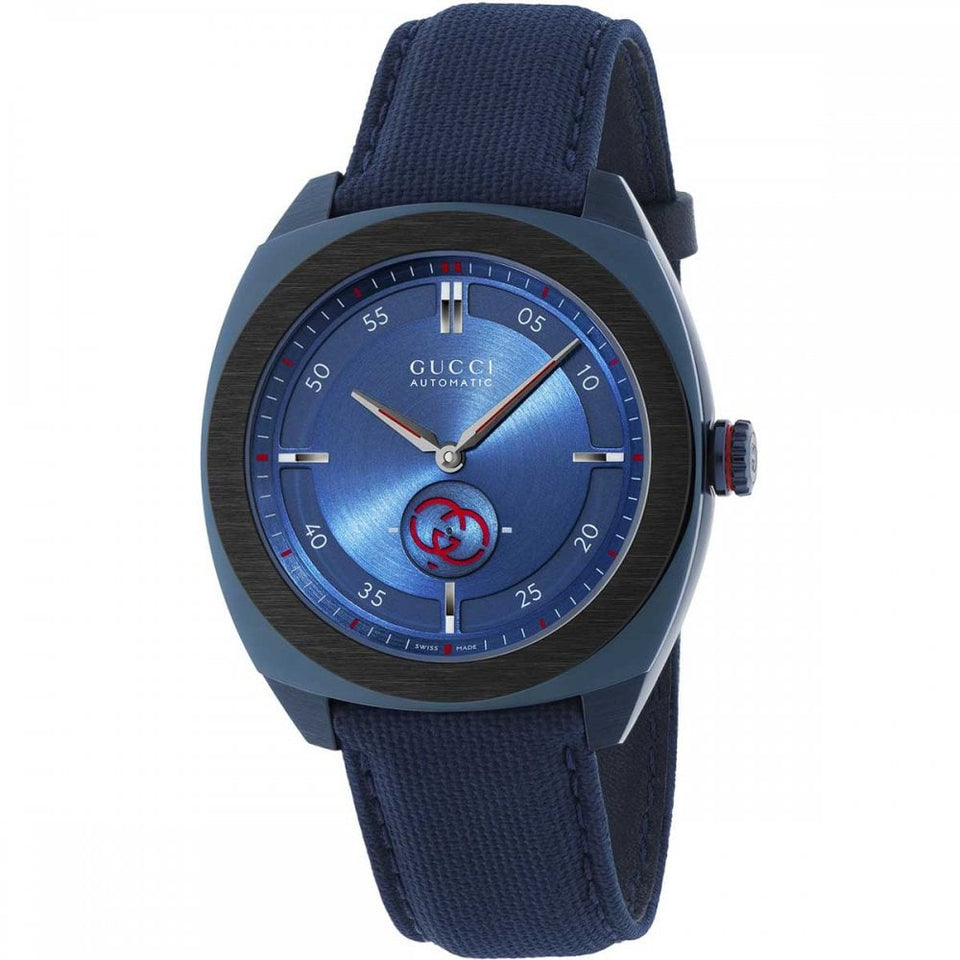 Gucci Interlocking 41mm Blue Textile Rubber Automatic Watch