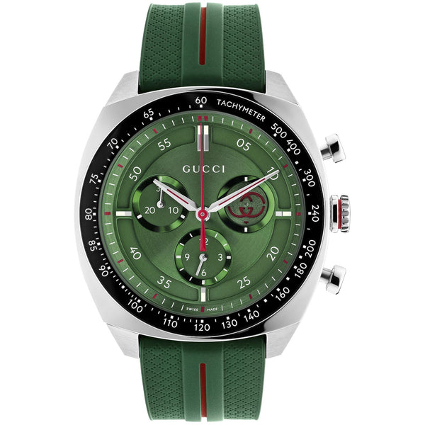 Gucci Interlocking 41mm Green Rubber Mens Watch