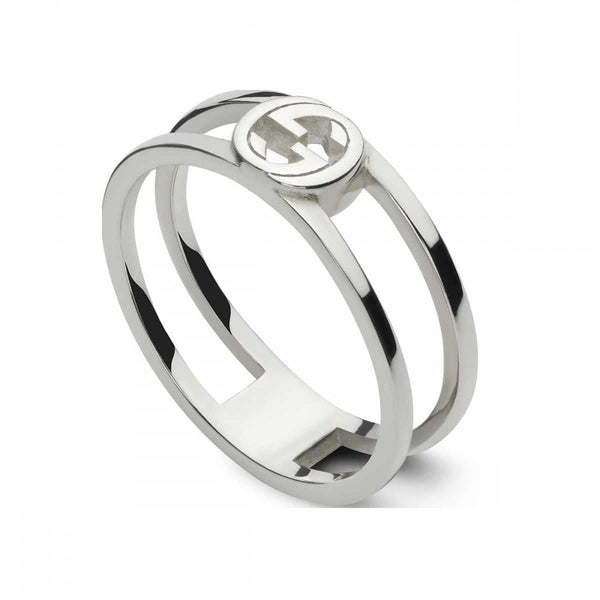 Gucci Interlocking 6mm Sterling Silver Double Band Ring