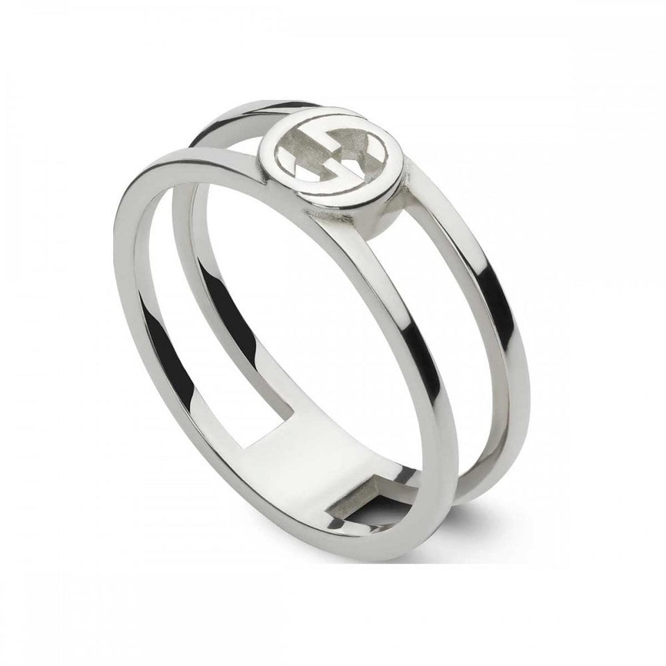 Gucci Interlocking 6mm Sterling Silver Double Band Ring