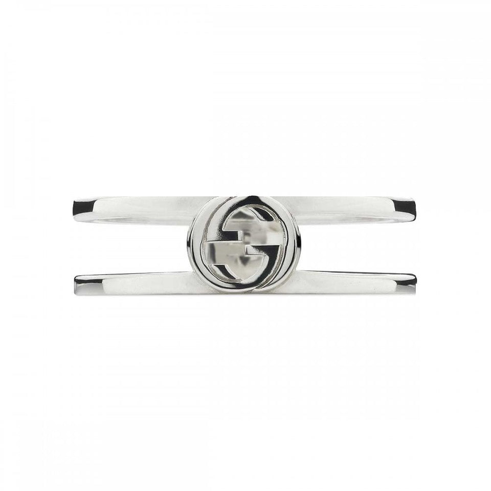 Gucci Interlocking 6mm Sterling Silver Double Band Ring