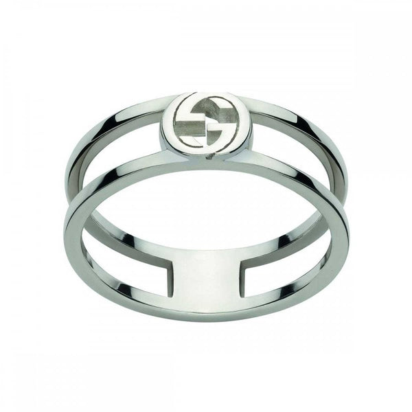 Gucci Interlocking 6mm Sterling Silver Double Band Ring