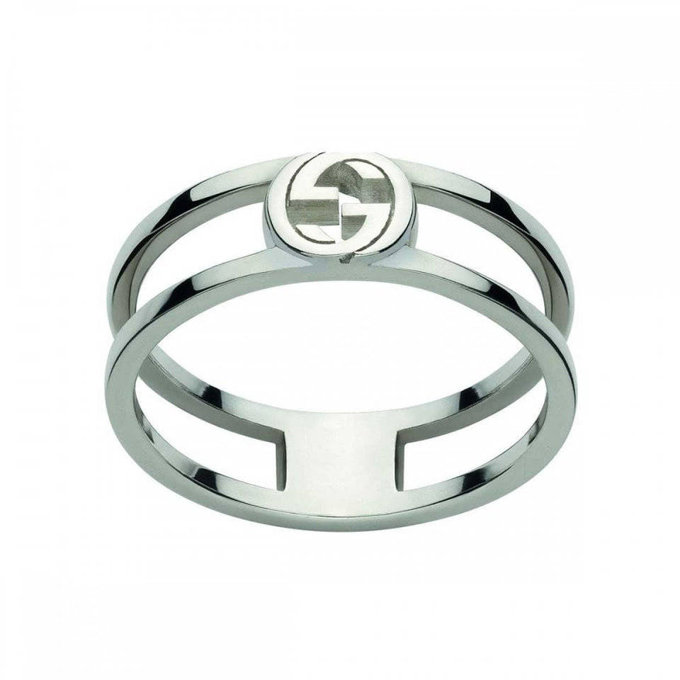 Gucci Interlocking 6mm Sterling Silver Double Band Ring