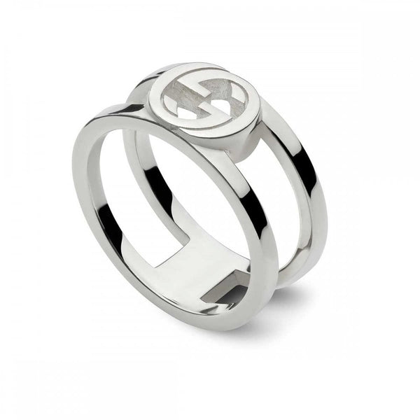 Gucci Interlocking 9mm Sterling Silver Double Band Ring