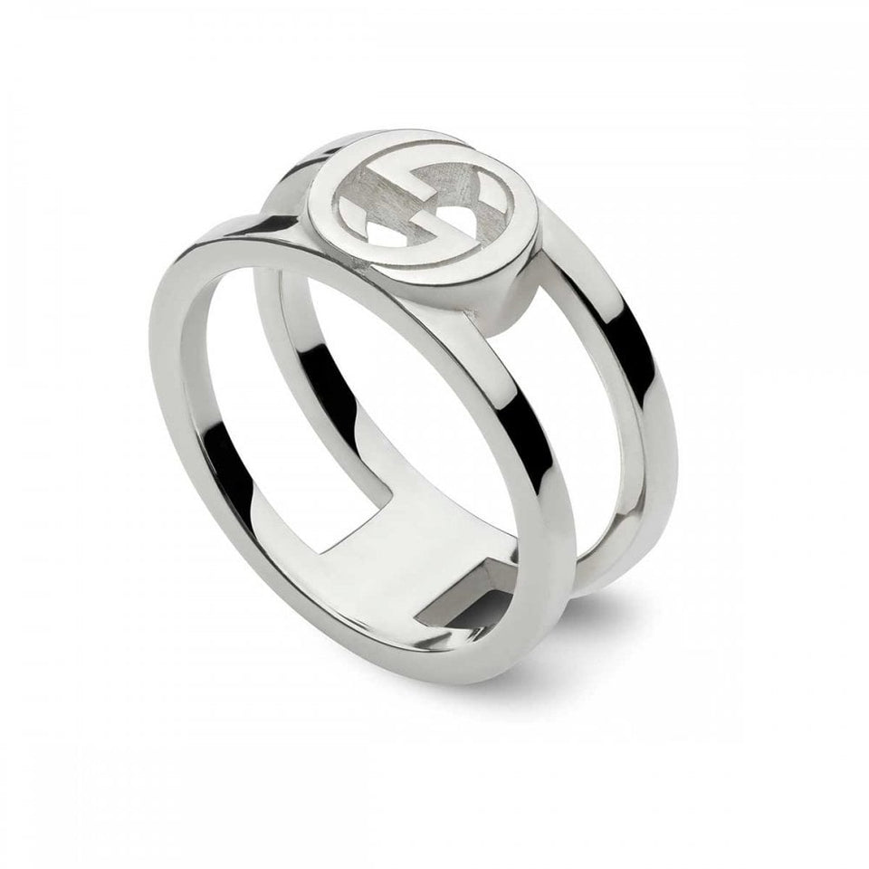 Gucci Interlocking 9mm Sterling Silver Double Band Ring