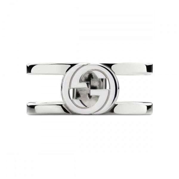 Gucci Interlocking 9mm Sterling Silver Double Band Ring