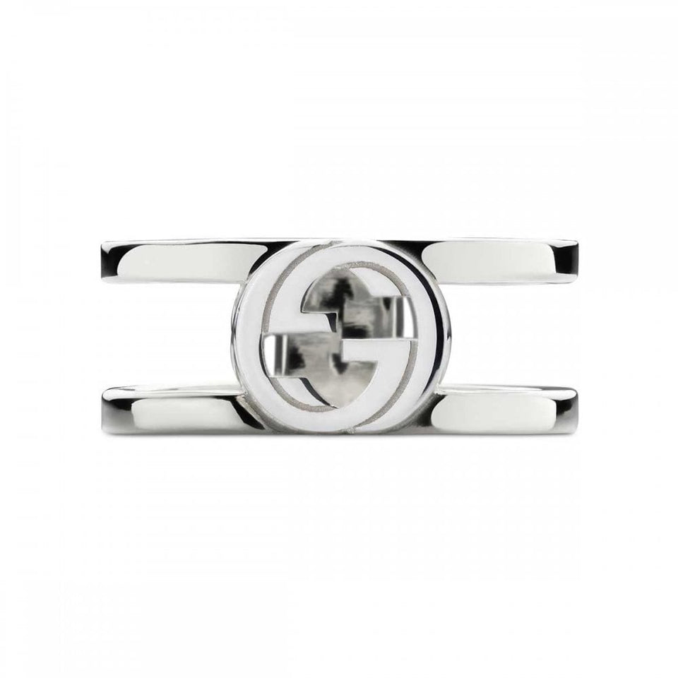 Gucci Interlocking 9mm Sterling Silver Double Band Ring