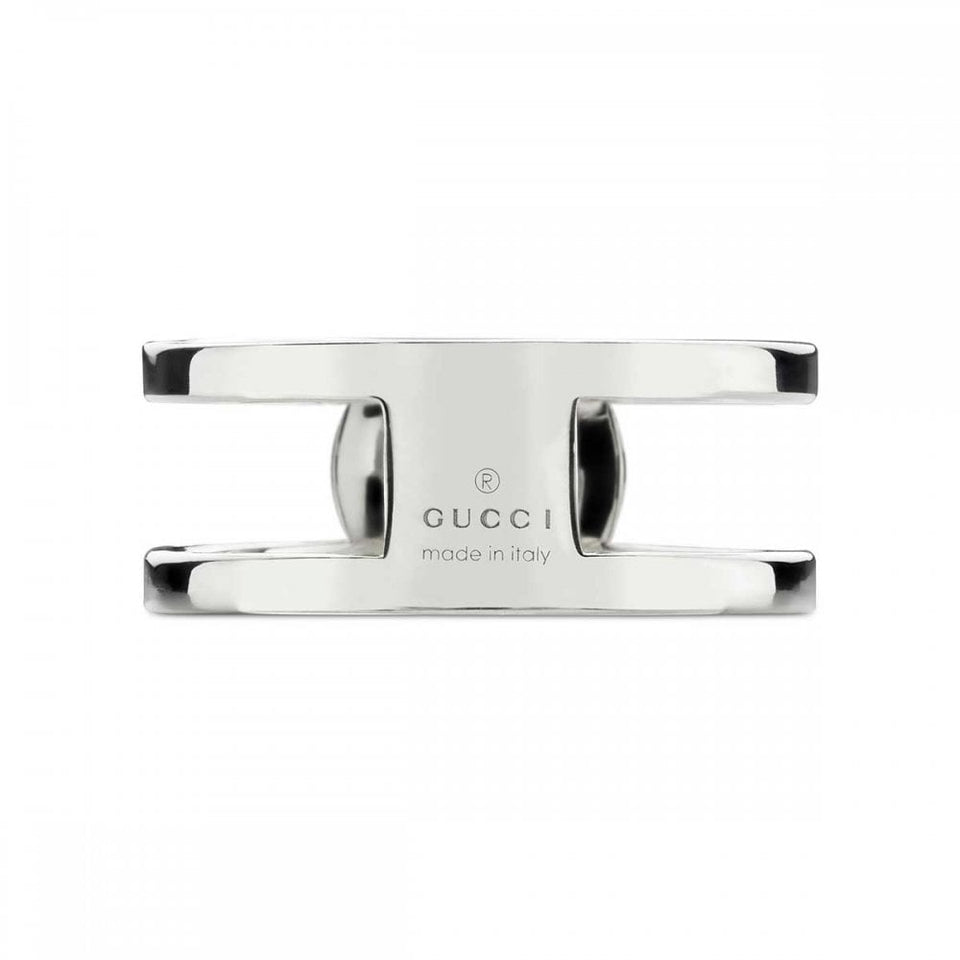 Gucci Interlocking 9mm Sterling Silver Double Band Ring