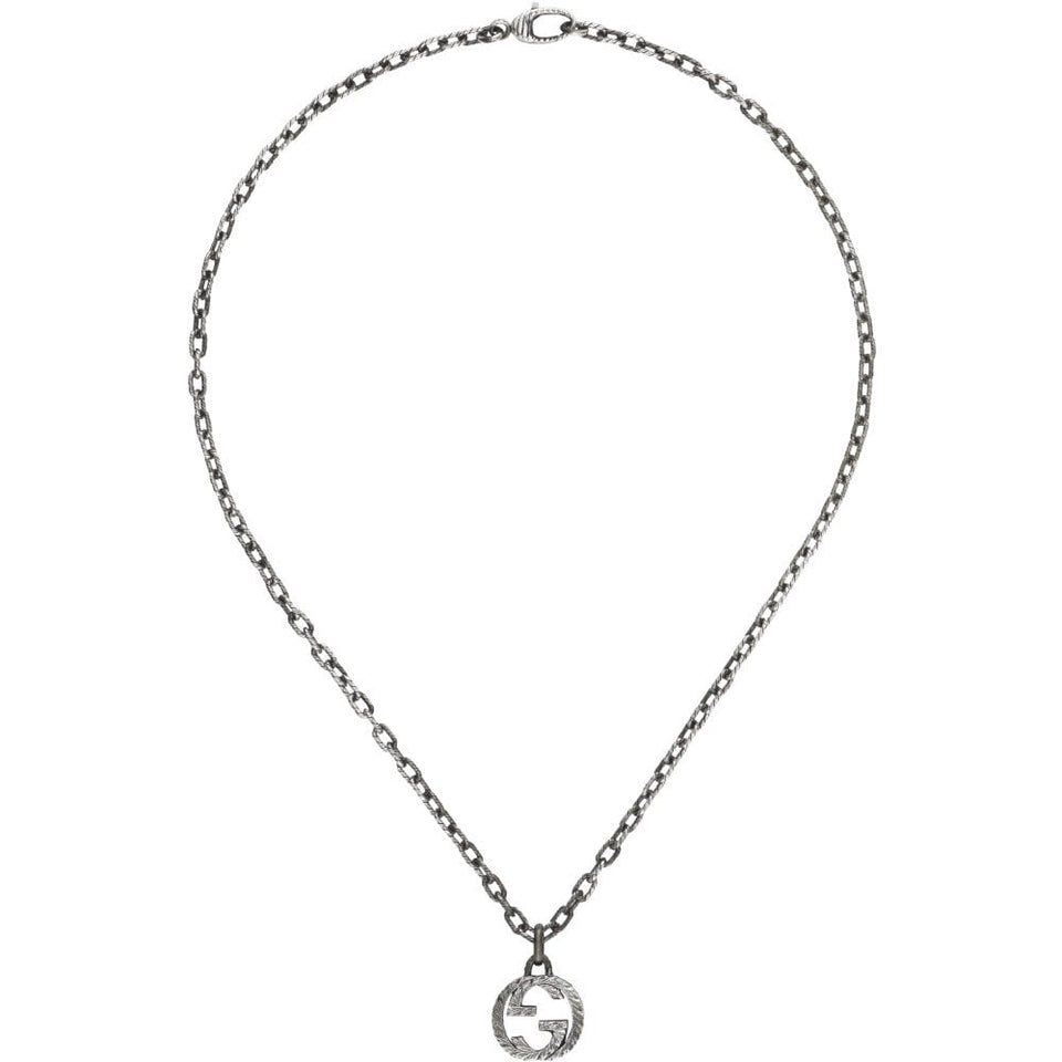Gucci Interlocking Aged Sterling Silver Necklace