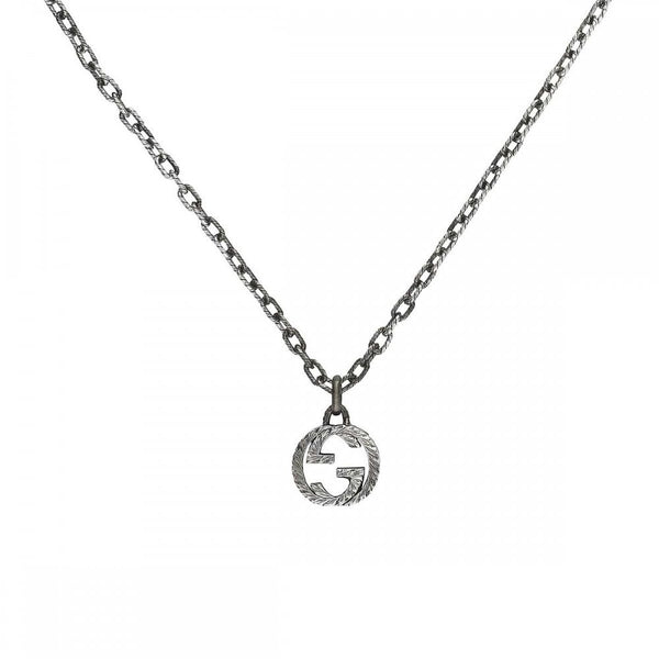 Gucci Interlocking Aged Sterling Silver Necklace