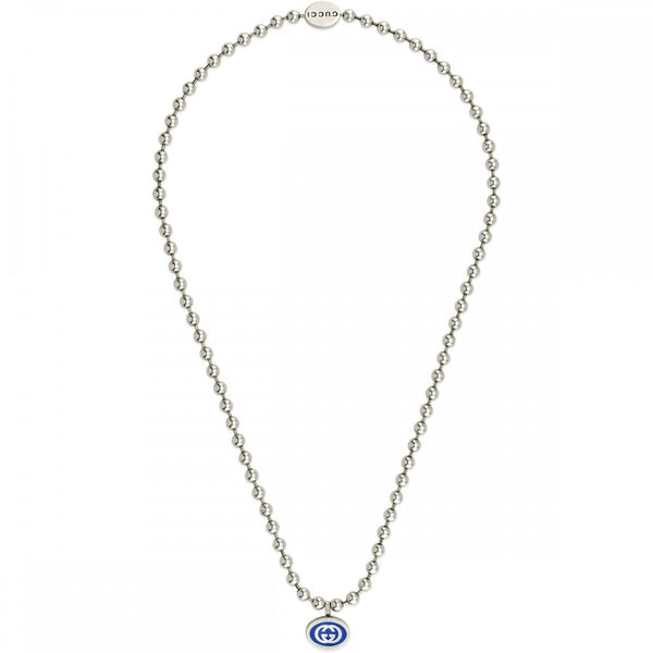 Gucci Interlocking Blue Enamel 'Boule' Necklace