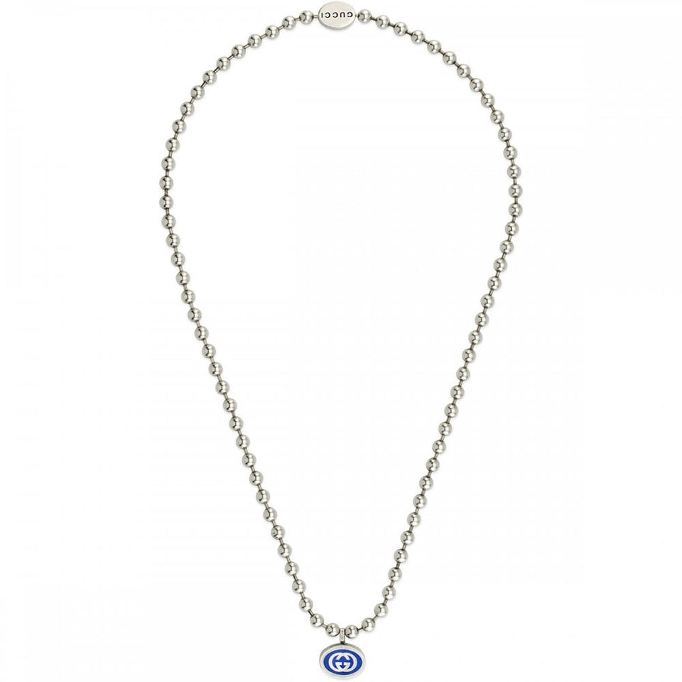 Gucci Interlocking Blue Enamel 'Boule' Necklace