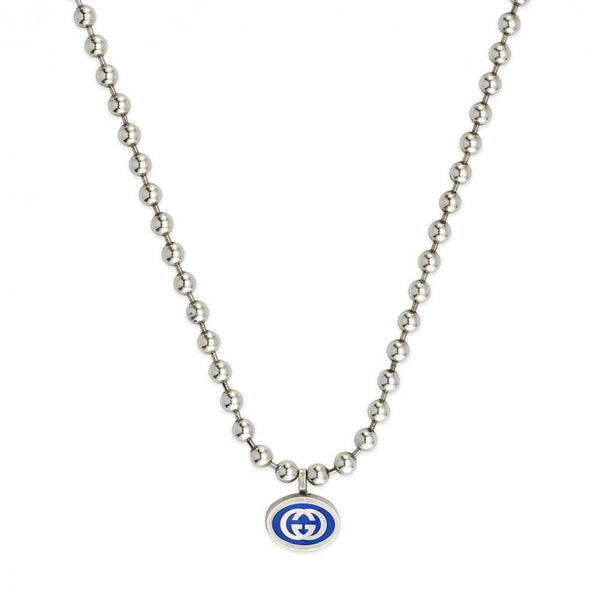 Gucci Interlocking Blue Enamel 'Boule' Necklace