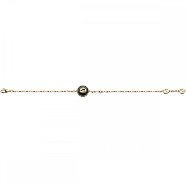 Gucci Interlocking Bracelet 18ct Gold Black Onyx Diamond