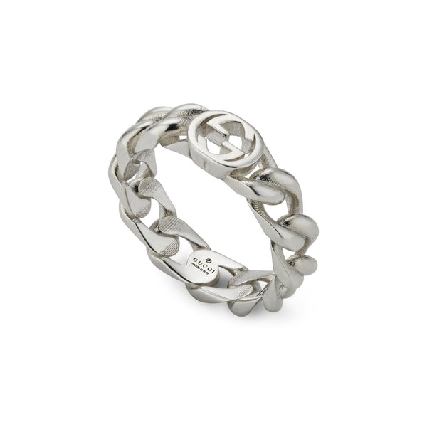 Gucci Interlocking Chain Style Sterling Silver Ring