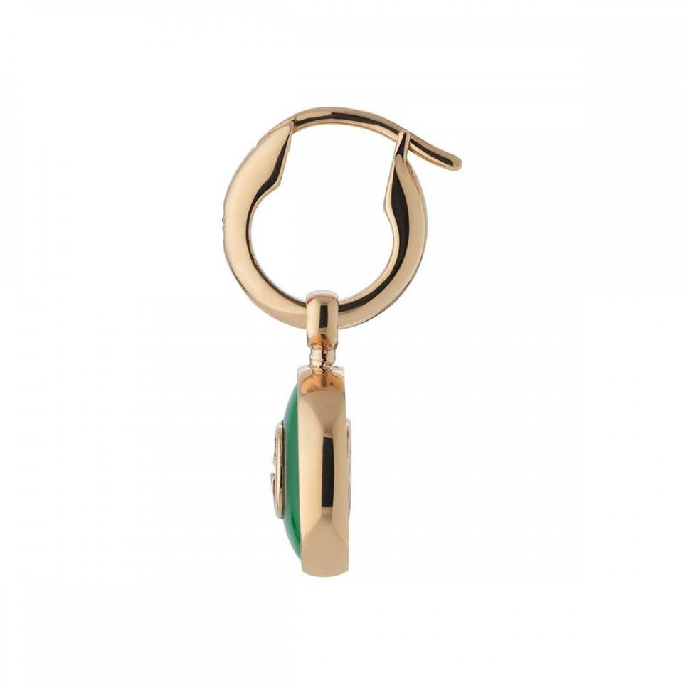 Gucci Interlocking 18ct Rose Gold Green Agate Drop Earrings