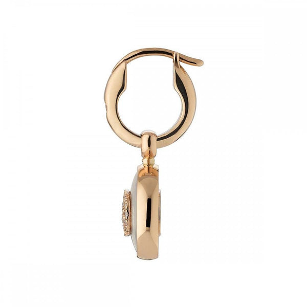 Gucci Interlocking 18ct Rose Gold Diamond + Mother Of Pearl Drop Earrings