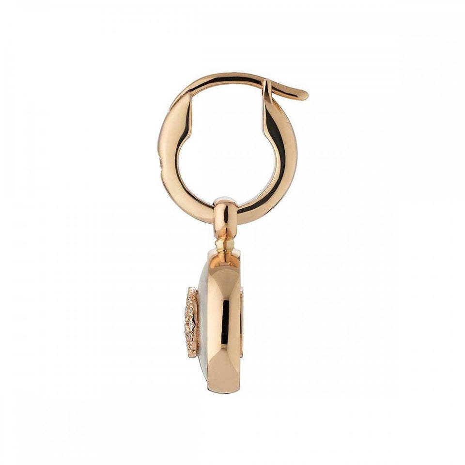 Gucci Interlocking 18ct Rose Gold Diamond + Mother Of Pearl Drop Earrings