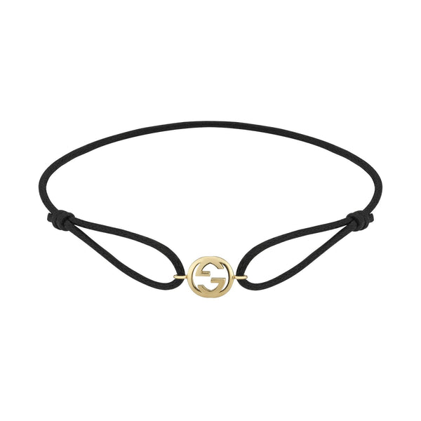 Gucci Interlocking G 18ct Gold and Cord Friendship Bracelet