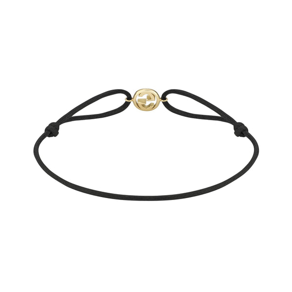 Gucci Interlocking G 18ct Gold and Cord Friendship Bracelet
