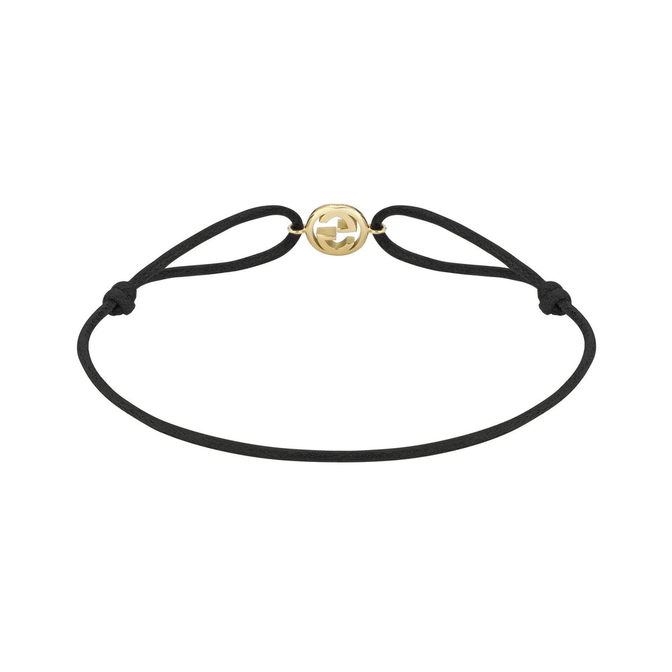 Gucci Interlocking G 18ct Gold and Cord Friendship Bracelet