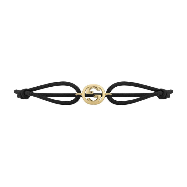 Gucci Interlocking G 18ct Gold and Cord Friendship Bracelet