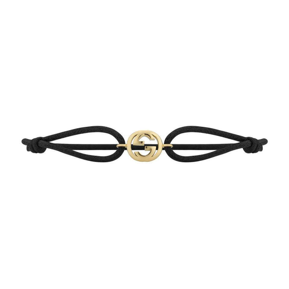 Gucci Interlocking G 18ct Gold and Cord Friendship Bracelet
